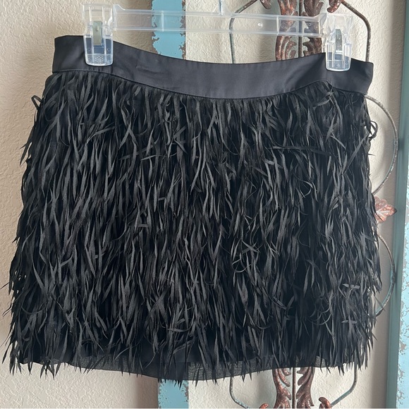 Express Black Fringe Mini Skirt - Picture 2 of 10